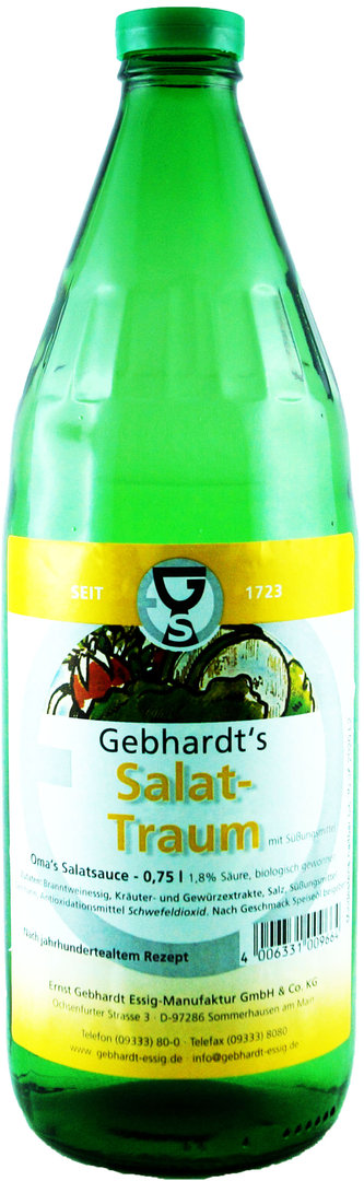 Fränkische Salatsoße Gebhardt's Salat-Traum Oma's Salatsoße 0,75 l